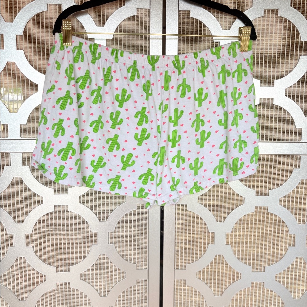 Just Love Green Cactus Print Pajama Shorts